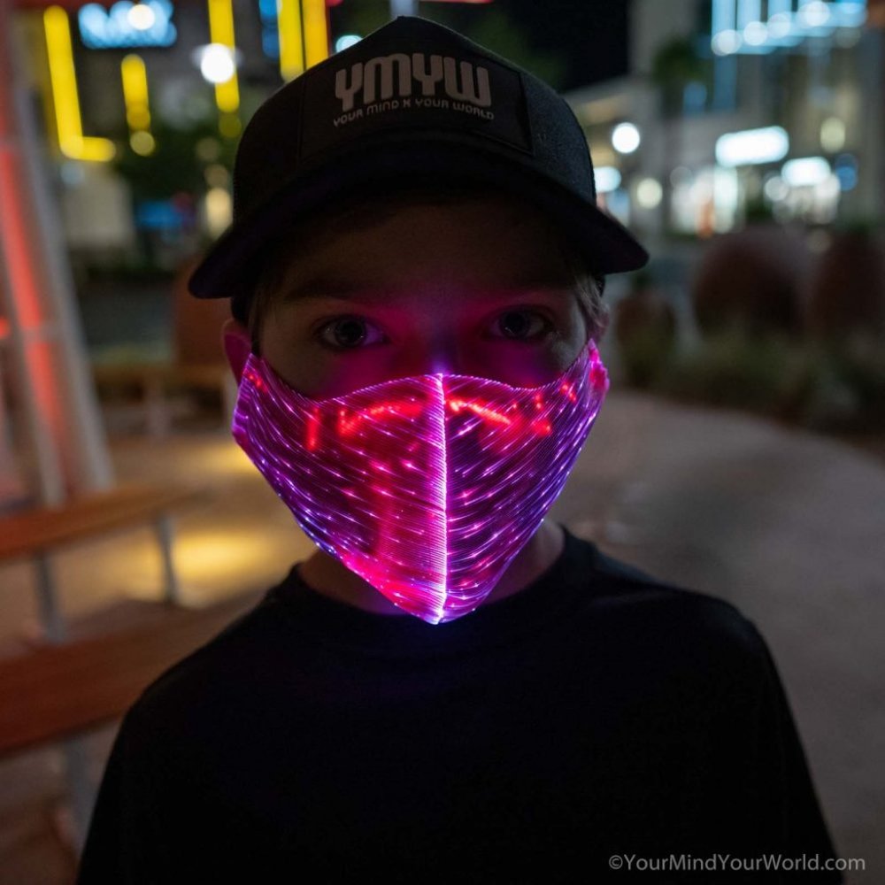 KIDS LED Rave Mask 7 Color Light up Face Mask Luminous Mask for Face Mask（Black） - Picture 2 of 6